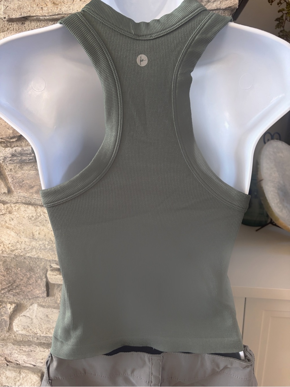 90 Degree By Reflex Olive Ribbed Racerback Tank - Picture 2 of 2